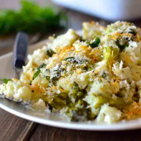 Cheesy Broccoli Cauliflower Bake