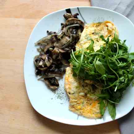 Omelette and Mushroom with Caramelised