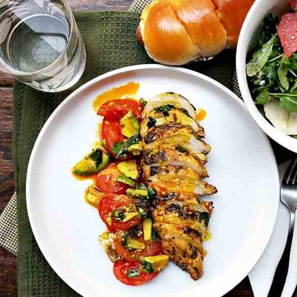 Grilled cilantro chicken with salsa