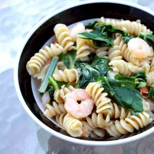swiss chard & shrimp pasta