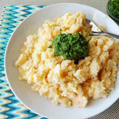 Rutabaga Mash with Kale Pesto