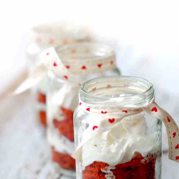 Red Velvet Cupcakes in a jar