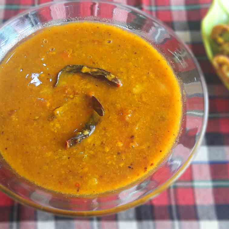 Sambar Recipe full of vegetables 