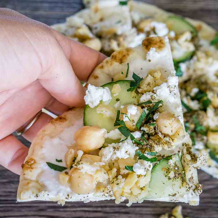 Smashed Chickpea Pitas with Za'atar