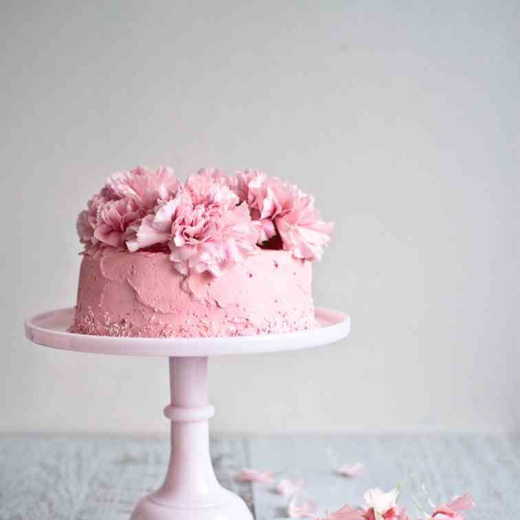 Strawberry - Rose Carnation Cake