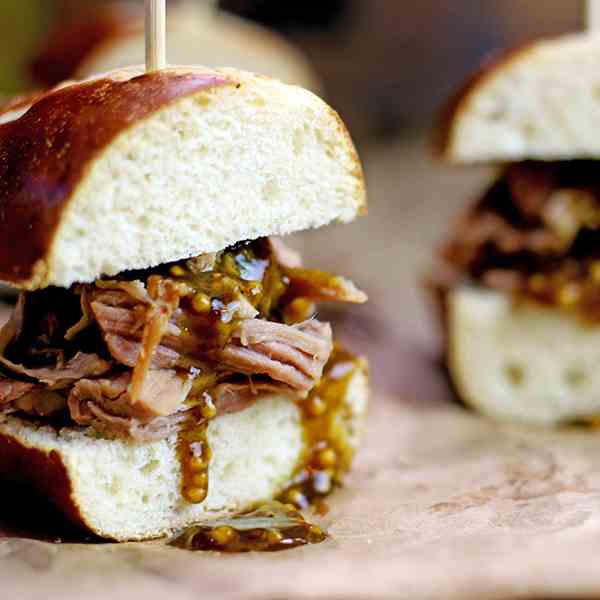 Honey Mustard Pork Pretzel Sliders