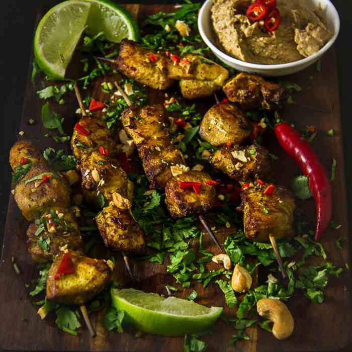 Chicken Satay Skewers with Cashew Sauce
