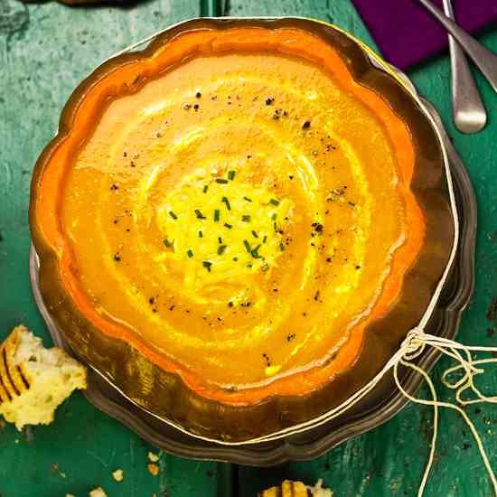 Pumpkin cauldron soup