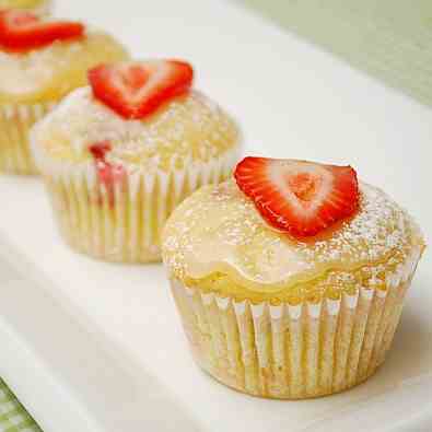 Glazed Lemon Strawberry Muffins