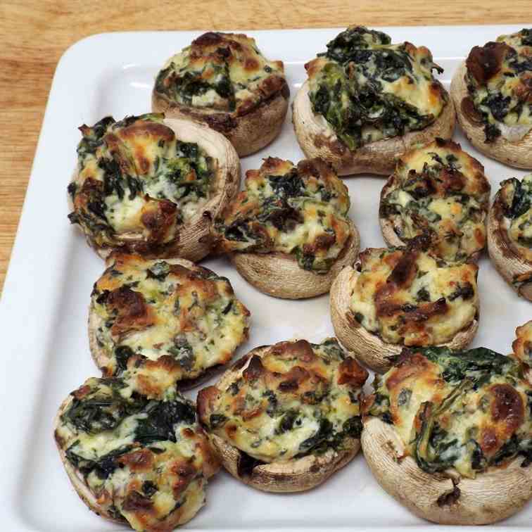 Spinach and Pecan Stuffed Mushrooms