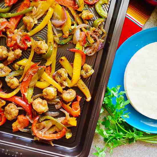 Sheet Pan Citrus Rock Shrimp Fajitas