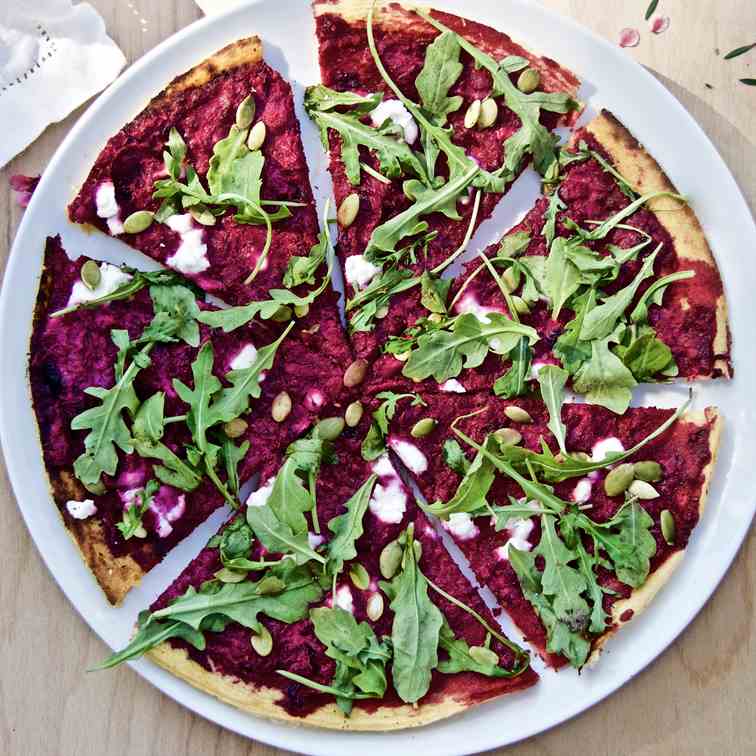 Socca Pizza with Beetroot Spread 