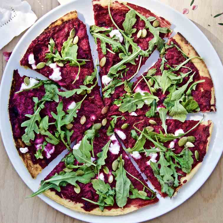 Socca Pizza with Beetroot Spread