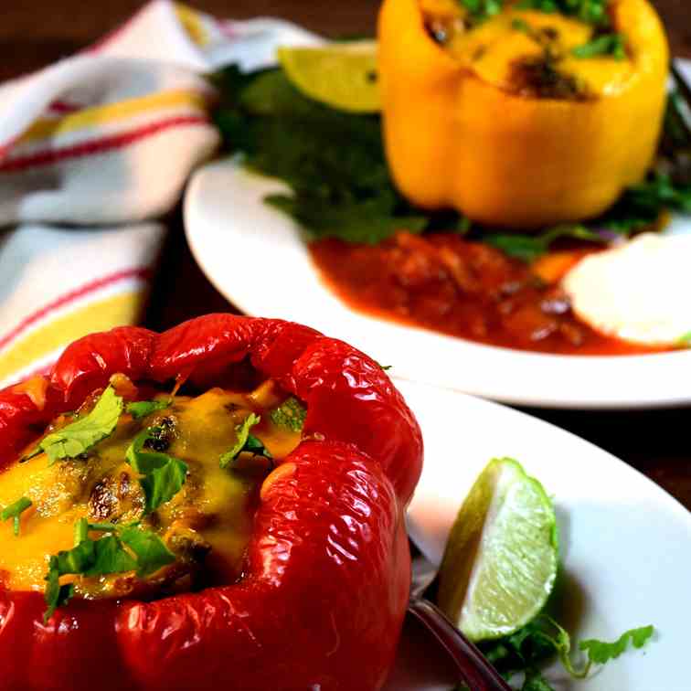 Tex Mex Quinoa Stuffed Bell Peppers