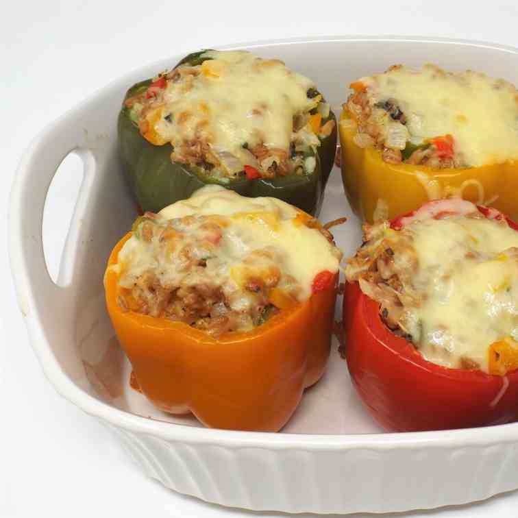 Cheesy Farro and Fresh Herb Stuffed Pepper