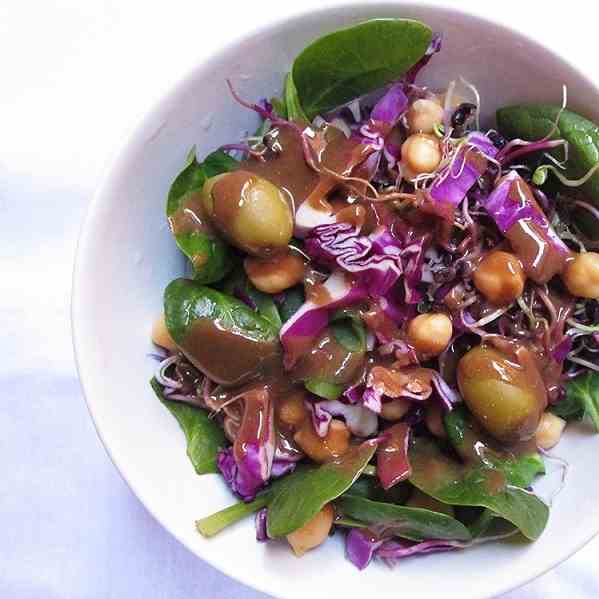 Red Cabbage Spinach Radish Sprouts Salad