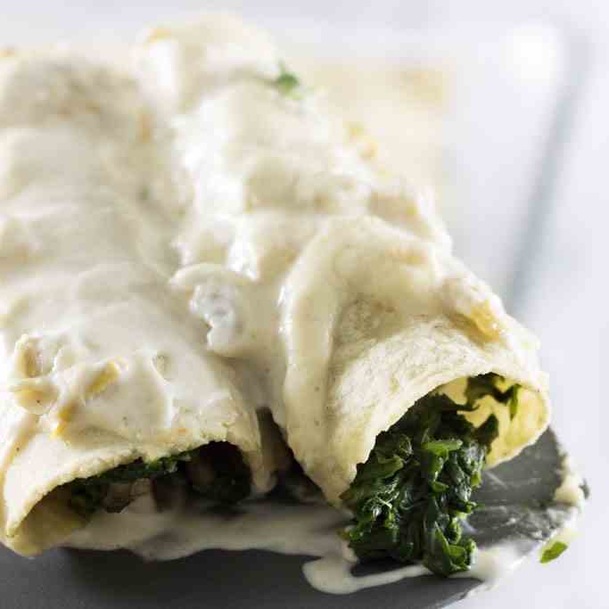 Vegan White Queso Enchiladas