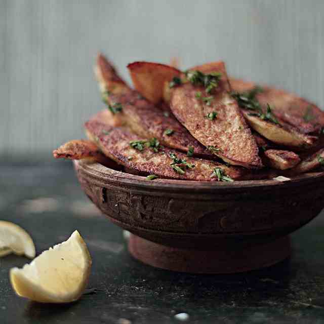 Indian Baked Potato Wedges with Chat Masal