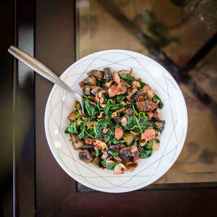 Keto Spinach Mushroom Bacon Saute Recipe