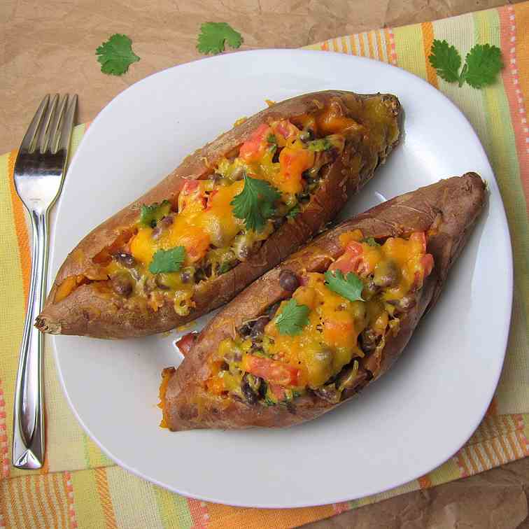 Chipotle Black Bean Stuffed Sweet Potatoes