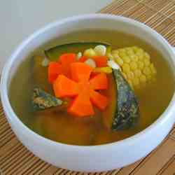 Pumpkin Carrot and Corn Pork Soup