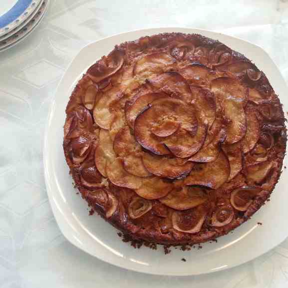 Honey cake with apple flowers