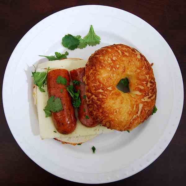 Smoked Sausage Bagel Sandwich