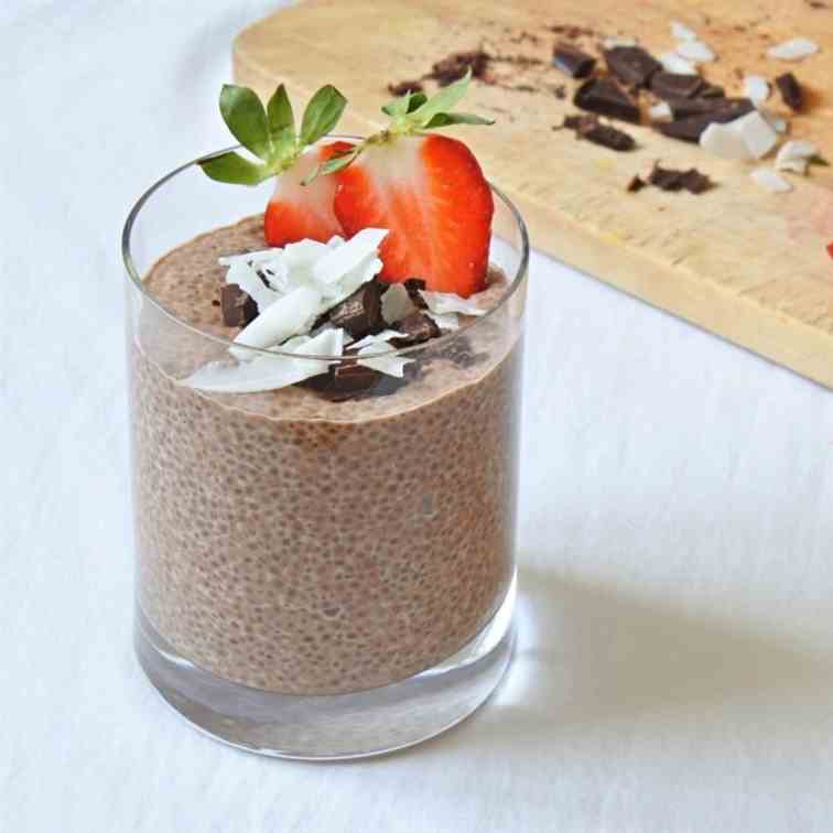 Chocolate Chia Pudding with Strawberries