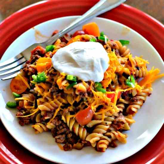 One Pot Taco Rotini Pasta