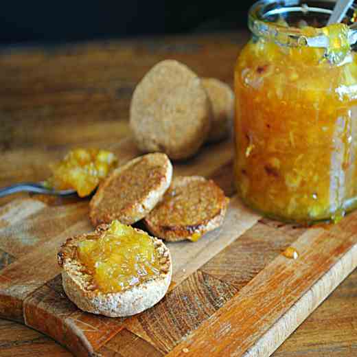 Orange marmalade and whole grain muffins