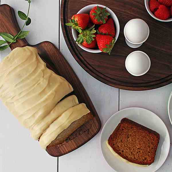 Banana bread with peanut butter frosting