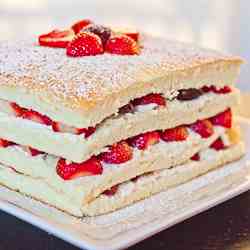 Summer Cake with Strawberries and Cherries