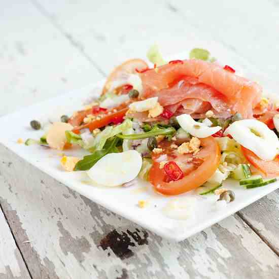 Salmon, caper and egg salad