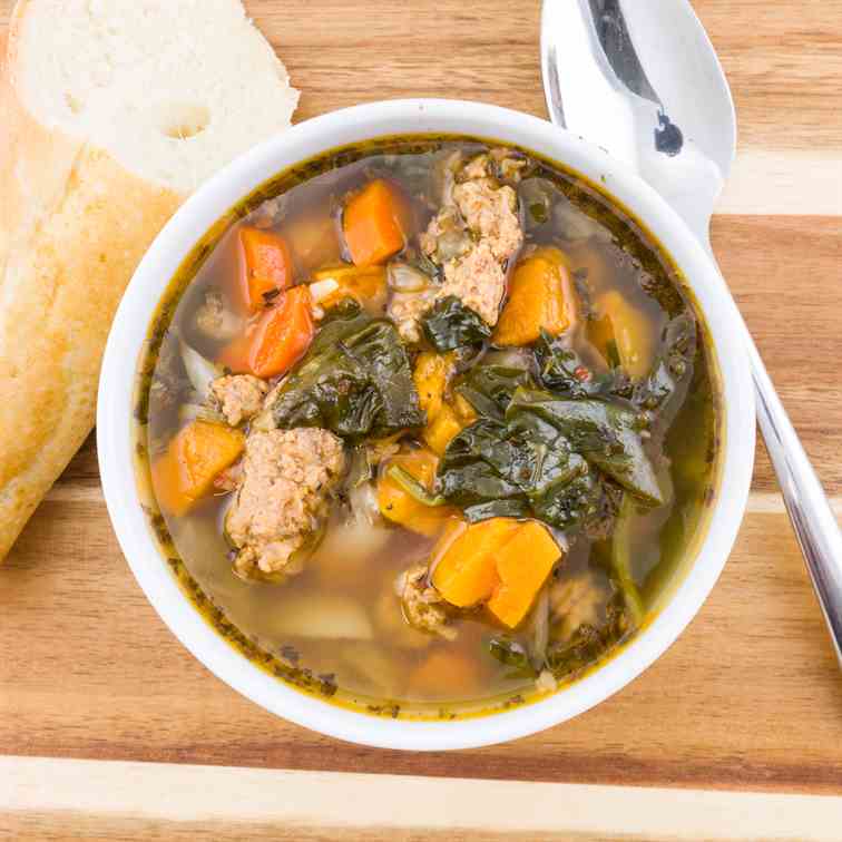 Turkey Sausage Sweet Potato Spinach Soup