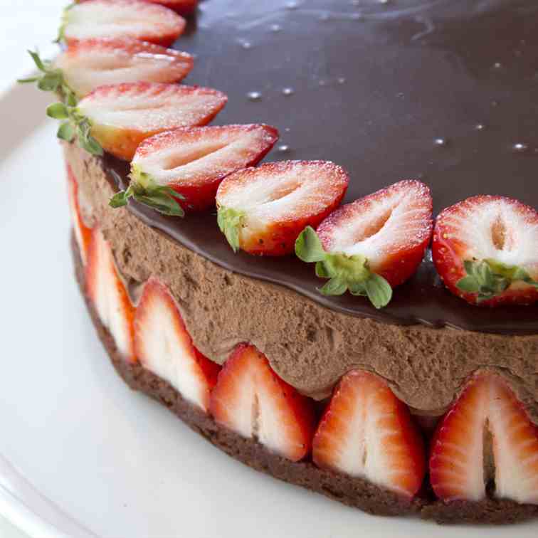 Chocolate and Strawberry Mousse Cake