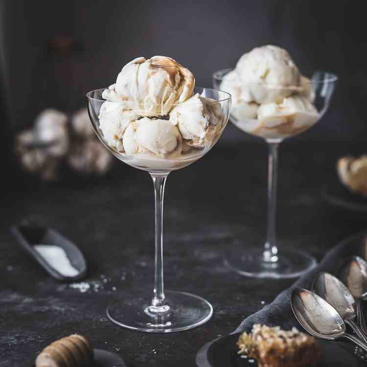 Roasted Garlic Ice Cream w Salted Honey