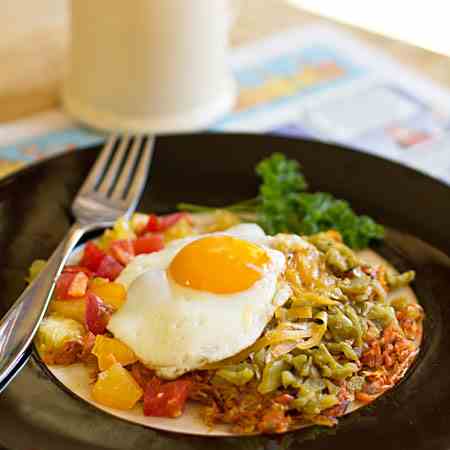 Sweet Potato Hash Browns with Green Chile