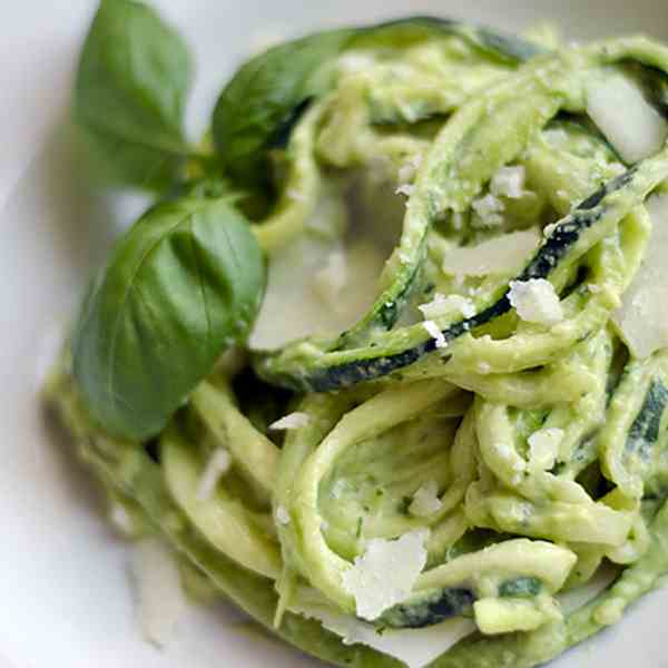 Zucchini Pasta with Avocado Pesto