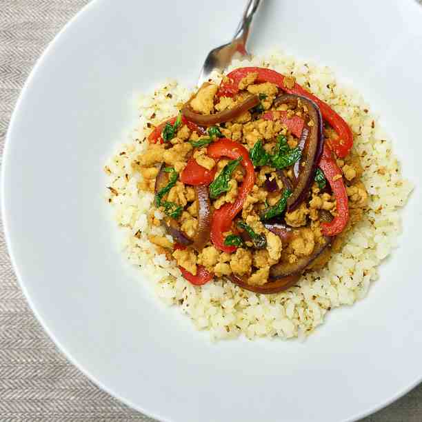 15 Minute Thai Basil Cauliflower Rice Bowl