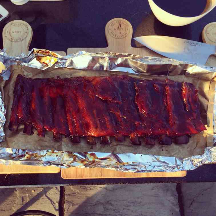 Sticky sweet maple glazed ribs