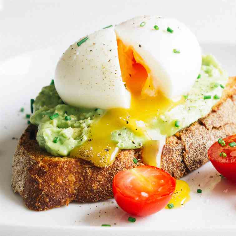 Avocado - soft-boiled egg toasts