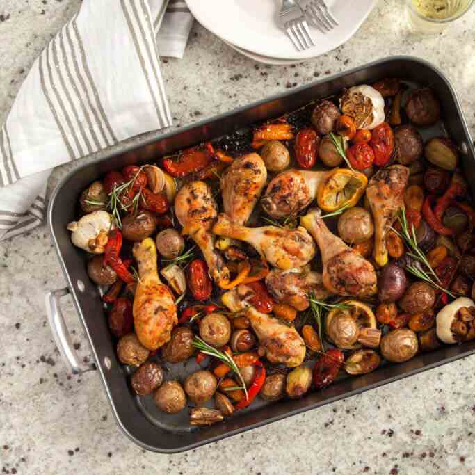 One Pan Roasted Chicken Dinner