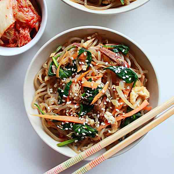 Japchae (Korean glass noodles)