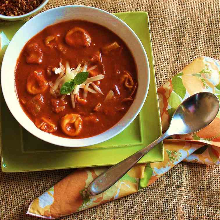 Tomato Artichoke Soup with Tortellini