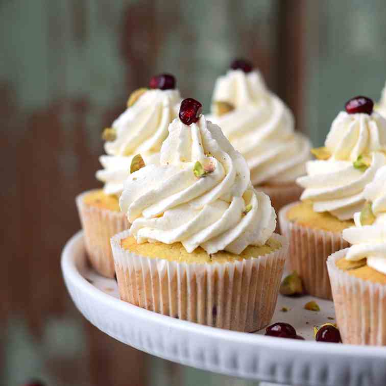 Pomegranate Pistachio Cupcakes