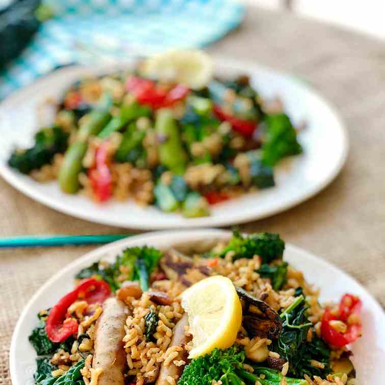 Curried rice, with sausage and Cavolo Nero