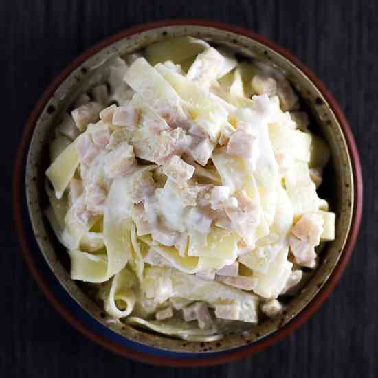 Chicken sauce with tagliatelle