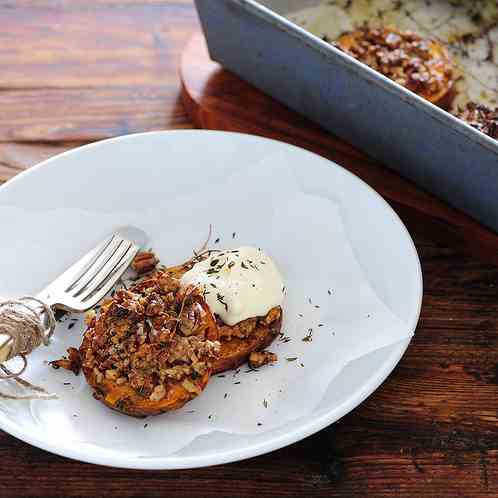pecan crusted sweet potato with sour cream