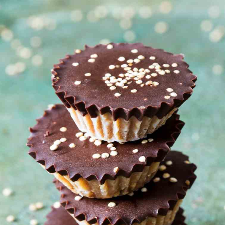 Miso peanut butter fudge cups with quinoa