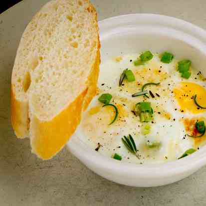 Baked Asiago & Rosemary Eggs